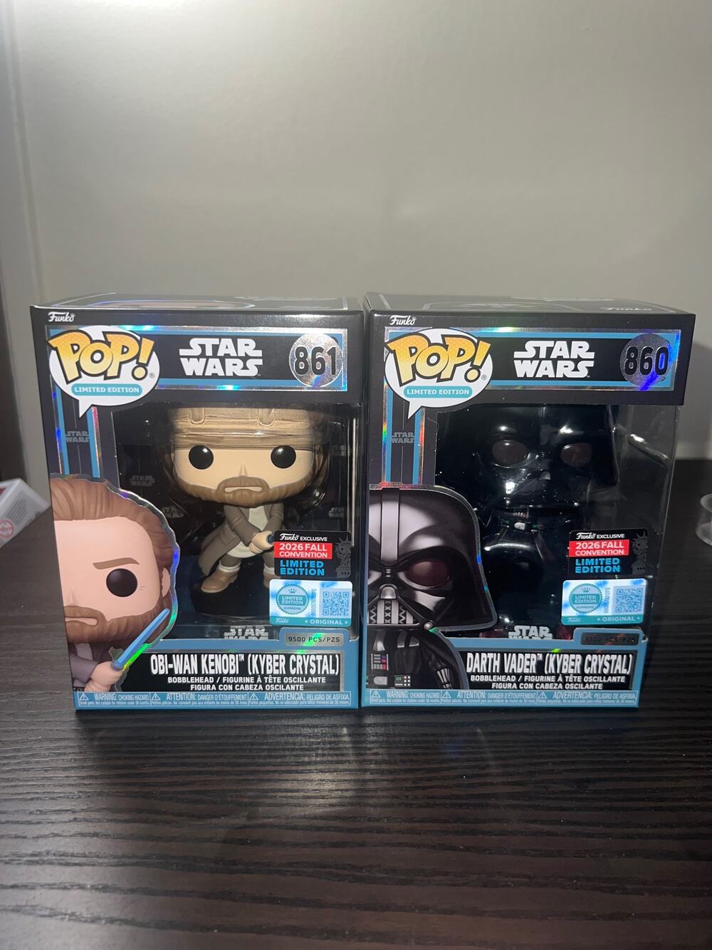 2 LIMITED EDITION EXC Kyber Crystal Funko Pops Obi-Wan & Darth Vader Star Wars